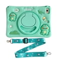 thumbnail image 1 of for iPad 6th Gen 2018 / 5th Gen 2017 9.7 inch Case Kids Shockproof Cover 3D Cartoon with Rotating Handle Stand Shoulder Strap Soft Silicone Child Case,Green, 1 of 8