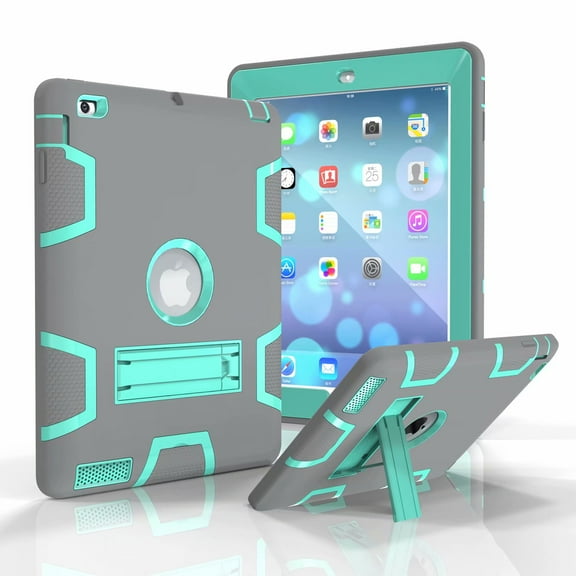 iPad 6th Gen 2018 Case, iPad 5th Gen 2017 Case, Dteck Shockproof Three Layer Hybrid Rugged Heavy Duty Kickstand Anti-Slip Cover For iPad 9.7 Inch (2017/2018 Release)