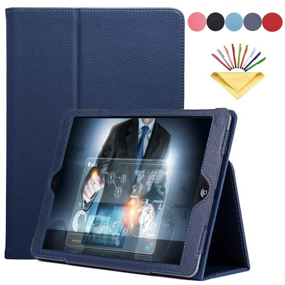 iPad 6th Gen 2018 Case, iPad 5th Gen 9.7 Case, iPad Pro 9.7 Case, iPad Air Case, Dteck Slim PU Leather Flip Cover With Auto Wake Sleep For iPad 5th Gen/6th Gen/Air 1 & 2/Pro 9.7, Dark Blue