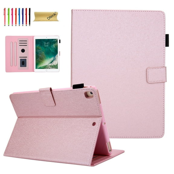 iPad 6th Gen/5th Gen Case 2017/2018, iPad Pro 9.7 Case, iPad Air 1 & 2 Case, Pure Color PU Leather Magnetic Flip Folio Stand Case Cover Auto Wake Sleep, Multiple Angles Viewing, Rosegold