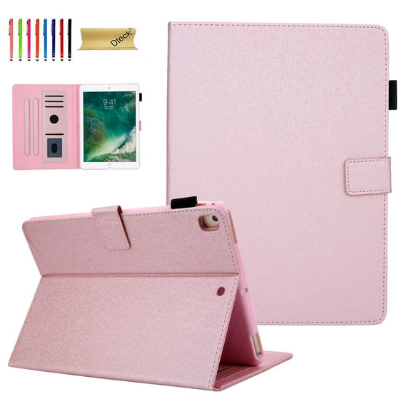 iPad 6th Gen/5th Gen Case 2017/2018, iPad Pro 9.7 Case, iPad Air 1 & 2 Case, Pure Color PU Leather Magnetic Flip Folio Stand Case Cover Auto Wake Sleep, Multiple Angles Viewing, Rosegold