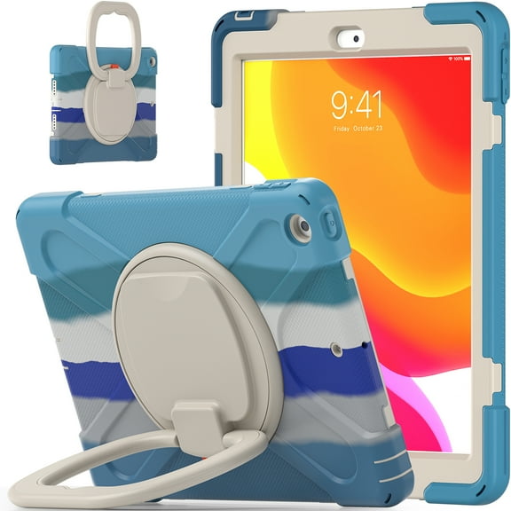 iPad 6th Generation Case/iPad 5th Generation Case/iPad 9.7-inch 2017 2018, Heavy Duty Rugged Shockproof Case with Stand /Hand Grip Holder for Apple iPad 9.7 inch 2017/2018 Model, Colorful Blue