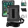 thumbnail image 1 of iPad 6th Generation Case, iPad 5th Generation Case, iPad 9.7 2017/2018 Shockproof Case, Dteck Heavy Duty Rugged 3 Layer Full Body Protection Case Kickstand with Shoulder Strap, Hand Strap, Black, 1 of 8