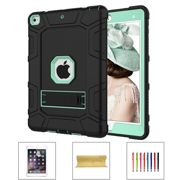 iPad 6th Generation Cases, iPad 2018 Case, iPad 9.7 Inch Case,Hybrid Shockproof Rugged Drop Protection Cover Built with Kickstand with PET Screen Protector For iPad 9.7 inch A1893/A1954/A1822/A1823