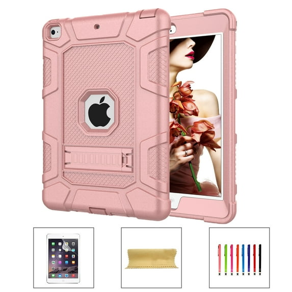 iPad 6th Generation Cases, iPad 2018 Case, iPad 9.7 Inch Case,Hybrid Shockproof Rugged Drop Protection Cover Built with Kickstand with PET Screen Protector For iPad 9.7 inch A1893/A1954/A1822/A1823
