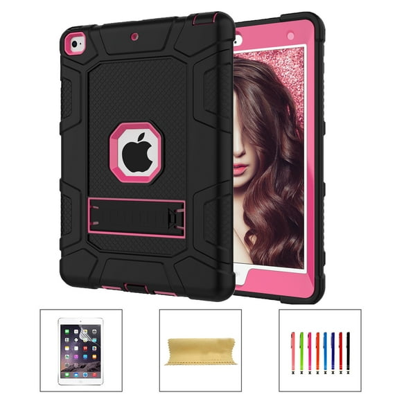 iPad 6th Generation Cases, iPad 2018 Case, iPad 9.7 Inch Case,Hybrid Shockproof Rugged Drop Protection Cover Built with Kickstand with PET Screen Protector For iPad 9.7 inch A1893/A1954/A1822/A1823