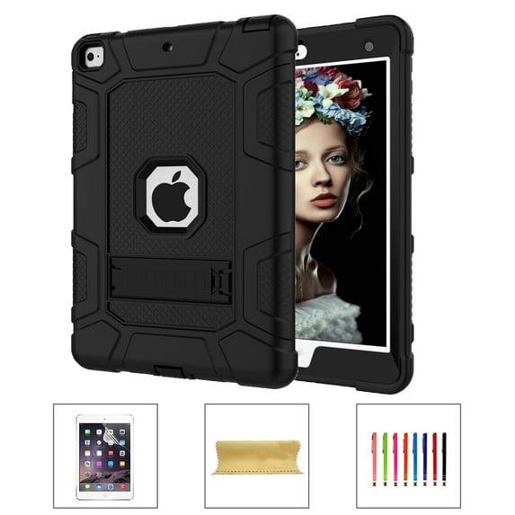 iPad 6th Generation Cases, iPad 2018 Case, iPad 9.7 Inch Case,Hybrid Shockproof Rugged Drop Protection Cover Built with Kickstand with PET Screen Protector For iPad 9.7 inch A1893/A1954/A1822/A1823