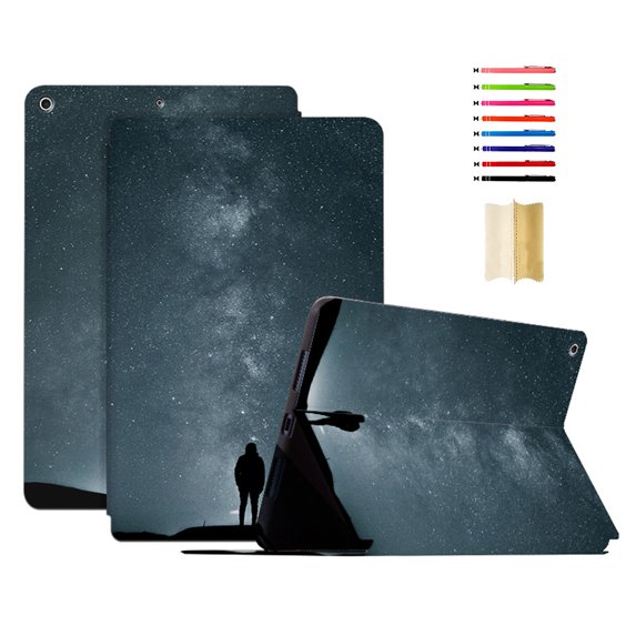 for iPad 7th/8th/9th Generation 10.2 Inch Case, Pattern Marble Premium PU Leather Folio Case & Multiple Viewing Angles Stand Auto Sleep/Wake Case Cover for iPad 2021/2020/2019, #4 Lonely Night