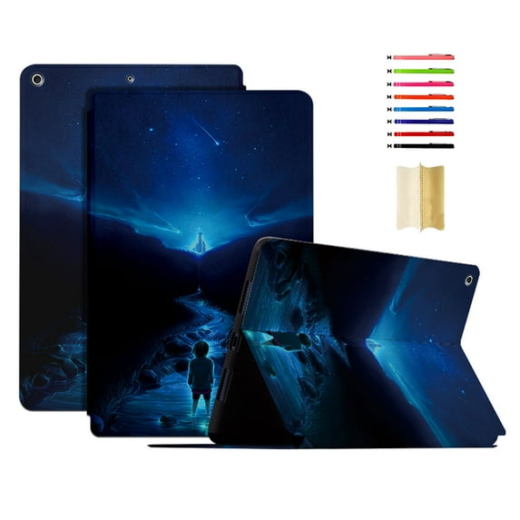 for iPad 7th/8th/9th Generation 10.2 Inch Case, Pattern Marble Premium PU Leather Folio Case & Multiple Viewing Angles Stand Auto Sleep/Wake Case Cover for iPad 2021/2020/2019, #5 Upstream