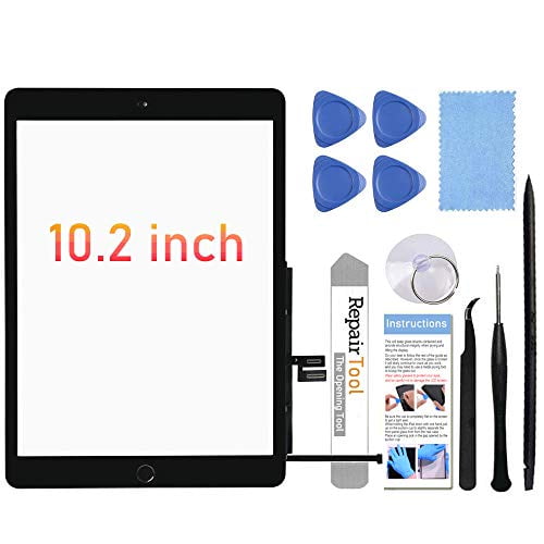 Fixerman Touch Screen for iPad 7th Gen 8th Gen Digitizer 10.2"(A2197 A2198 A2200,A2270, A2428, A2429, A2430) Glass Replacement Parts(NO LCD),with Home Button+Pre-Installed+Repair Tools(Black