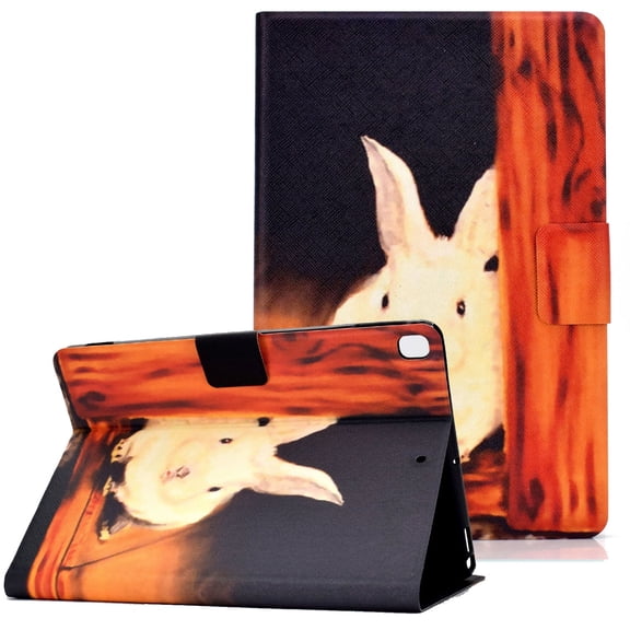 iPad 7th Generation Case 2019 10.2 Inch, Allytech Ultra Slim Flip Folio Shell PU Leather Kickstand Smart Cover Auto Sleep Wake Shockproof Protective Case for Apple iPad 10.2" 7th Gen, Rabbit