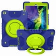 thumbnail image 1 of iPad 7th Generation Case 2019 with Hand Strap, Dteck 8th Generation iPad case with Kickstand Shoulder Strap Three Layer Silicone Cover for iPad 10.2 Inch 2019 2020 Releases, Navyblue+Grass Blue, 1 of 8
