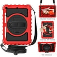 thumbnail image 1 of iPad 7th Generation Case with PET Screen Protector, iPad 10.2" 2019 Case, Dteck Heavy Duty Rugged Shockproof Protective Covers with 360 Rotate Stand /Hand Strap/ Should Belt /Pencil Holder,Red, 1 of 6