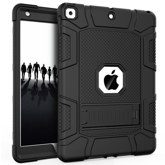 Rantice Case for iPad 9th/8th/7th Generation 10.2 Inch, Hybrid Shockproof Rugged Drop Protective Case with Kickstand iPad Case(2021/2020/2019 Release) , Black