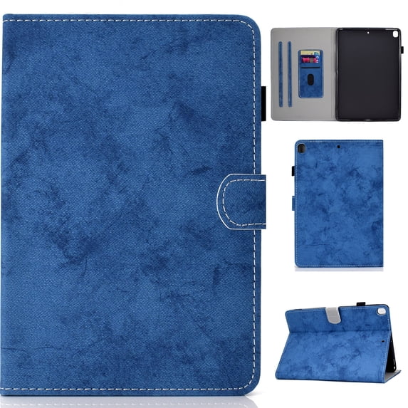 iPad 7th Generation Case, iPad 10.2 inch 2019 Case, Dteck Business Style Tablet Case PU Leather Flip Folio Stand Case Soft TPU Cover with Built-in Card Slots, Blue