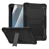 iPad 9.7 2018/2017 Case with Screen Protector Film, iPad 6th Generation Case, iPad 5th Generation Case, Dteck Heavy 3 IN 1 Rugged Shockproof Case Kickstand Protective Cover, Black