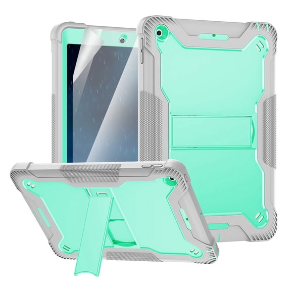 iPad 9.7 2018/2017 Case with Screen Protector Film, iPad 6th Generation Case, iPad 5th Generation Case, Dteck Heavy 3 IN 1 Rugged Shockproof Case Kickstand Protective Cover, Green