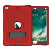 iPad 9.7 2018 / 2017 Case with Screen Protector Film, Allytech Heavy Duty Shockproof Kickstand Anti-scratch Full Protection Back Cover Case for Apple iPad 6th 5th Generation, Red/Black
