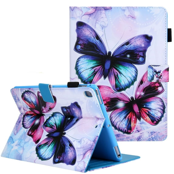 iPad 9.7 2018 Case, iPad 9.7 2017 Case, iPad Air 1 2 Case, Allytech PU Leather Folio Flip Kickstand Protection Auto Sleep Wake Pencil Holder Cover for Apple iPad 6th/5th Gen, iPad Air 1 2,Butterfly