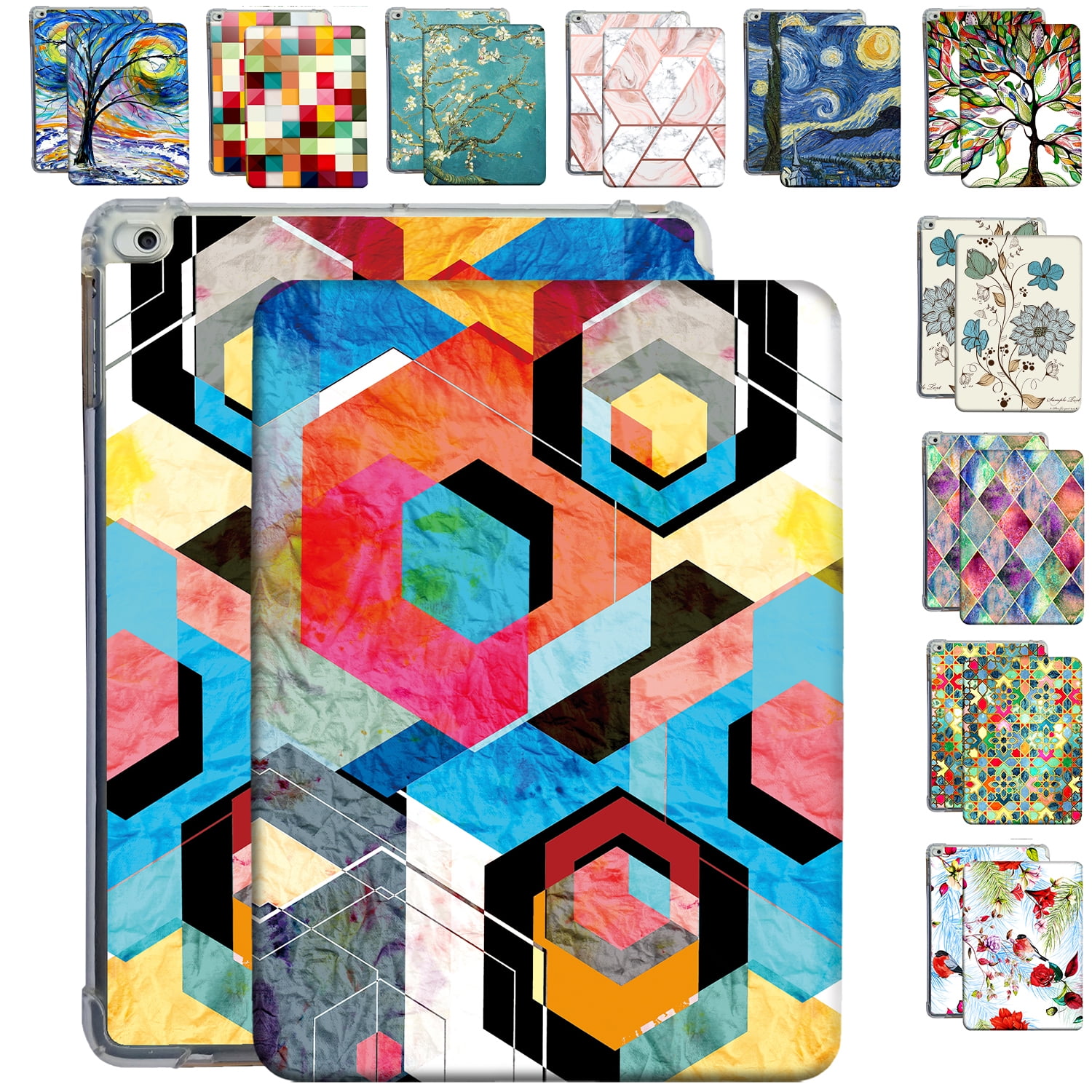 DuraSafe Coque Pour IPad Air 1 & 2 Et IPad 5/6 9.7″ – Housse Translucide Avec Support Et Veille Auto – Motif Blossom