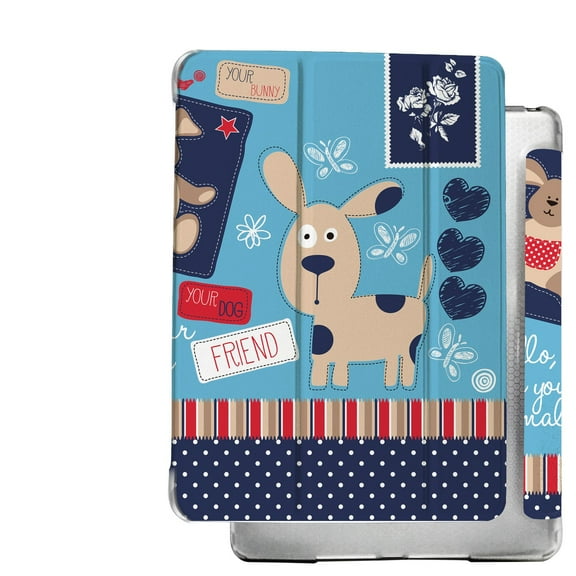 iPad 9.7 5th 6th Gen Air 1st 2nd Generation [iPad 5 6 Air 1 2] A1893 A1822 A1566 MH2V2LL/A MRM52LL/A MP242LL/A Shock Proof Magnetic Dual Angle Stand with Honeycomb Pattern Printed Cover - Puppy Friend