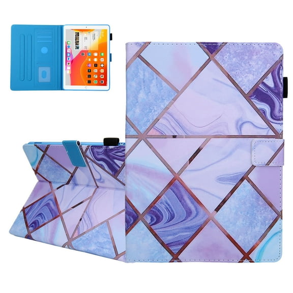 iPad 9.7 6th 5th Case, iPad 9.7 Case with Pencil Holder, Allytech PU Leather Slim Shockproof Auto Sleep Wake Kickstand TPU Back Cover Casef for Apple iPad 9.7 2018/2017, iPad Air 1 2,Purple Marble