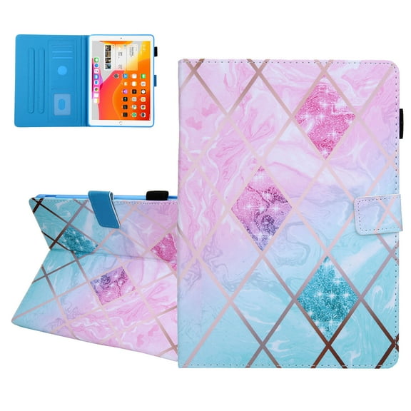 iPad 9.7 6th 5th Case, iPad 9.7 Case with Pencil Holder, Allytech PU Leather Slim Shockproof Auto Sleep Wake Kickstand TPU Back Cover Casef for Apple iPad 9.7 2018/2017, iPad Air 1 2,Pink Green Marble