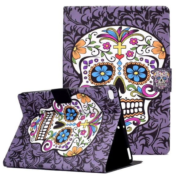 iPad 9.7" 6th/5th Gen 2018/2017 Case, iPad Air 2/Air 1 Case, Allytech Multi-Angle Viewing Stand Wallet Card Holder PU Leather Scratch Resistant Cover for iPad 6 2018/iPad 5 2017/Air 2 1, Skeleton