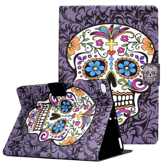 iPad 9.7" 6th/5th Gen 2018/2017 Case, iPad Air 2/Air 1 Case, Allytech Multi-Angle Viewing Stand Wallet Card Holder PU Leather Scratch Resistant Cover for iPad 6 2018/iPad 5 2017/Air 2 1, Skeleton