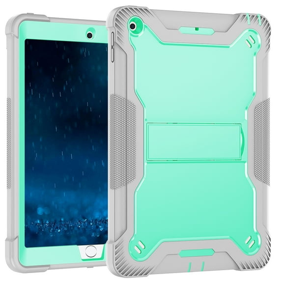 iPad 9.7 6th Gen Case, iPad 9.7 5th Gen Case, Allytech Hybrid PC TPU Shockproof Anti-scratch Kickstand Impact Resistant Back Cover Case for Apple iPad 9.7-inch 2018/2017, Gray/Green