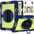 thumbnail image 1 of iPad 9.7 Case 2018/2017, iPad 6th/5th Gen Crossbody Case, Dteck Heavy Duty Rotating Hand Grip Pencil Holder Rugged Shockproof Case with Carry Shoulder Strap for iPad 9.7 inch 2018/2017,Navy+Green, 1 of 8