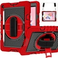 thumbnail image 1 of iPad 9.7 Case 2018/2017, iPad 6th/5th Gen Crossbody Case, Dteck Heavy Duty Rotating Hand Grip Pencil Holder Rugged Shockproof Case with Carry Shoulder Strap for iPad 9.7 inch 2018/2017,Red+Black, 1 of 8