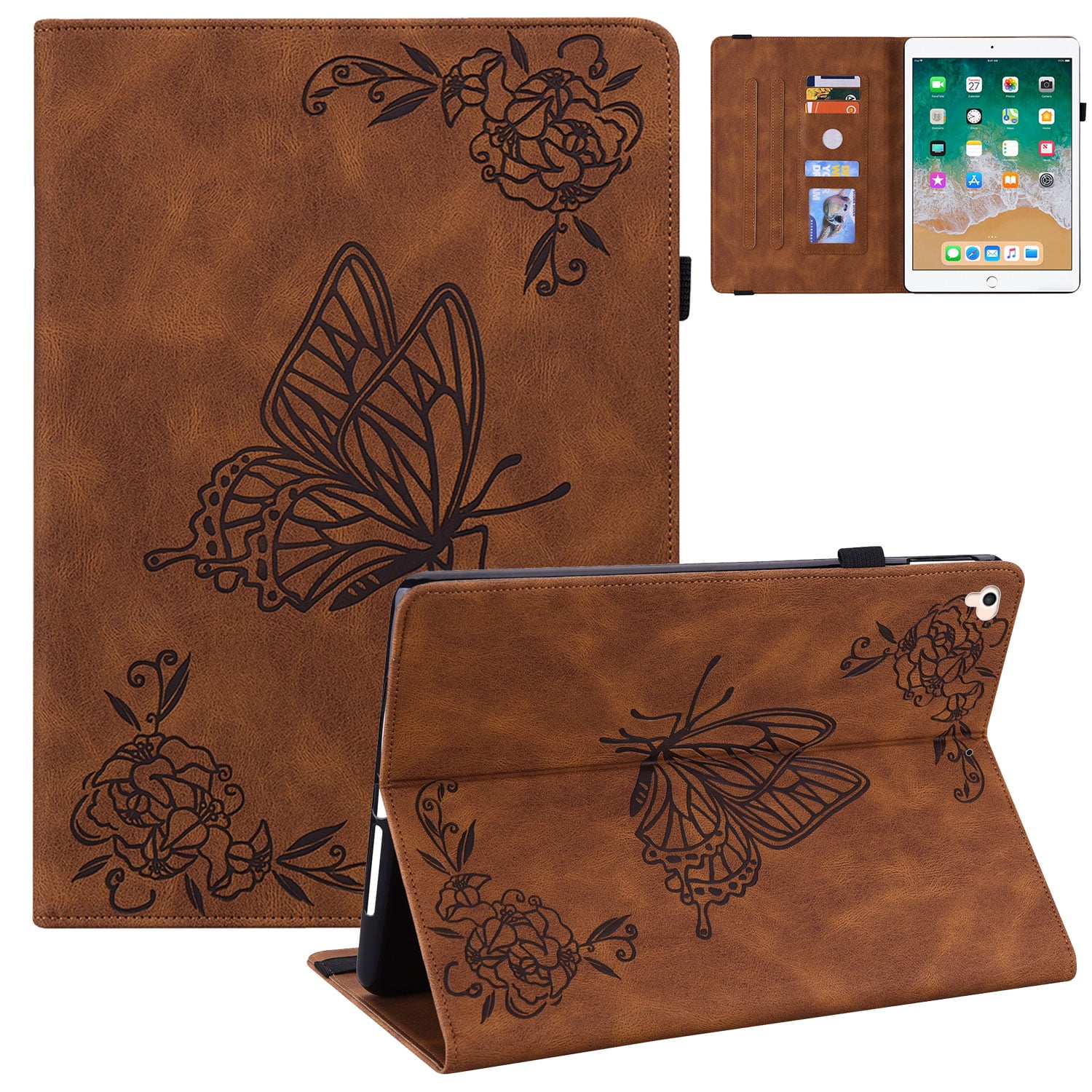 For Apple iPad 10.2 (9th Gen) - Brown Squared Rotating Stand Cover Case  Pouch