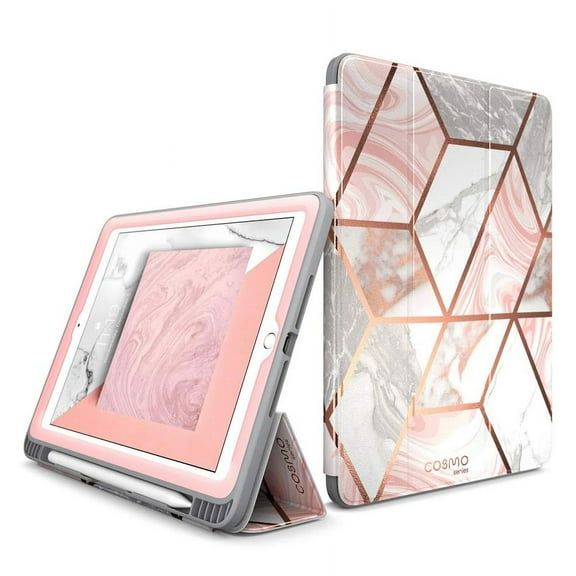 iPad 9.7 Case 2018/2017, [Built-in Screen Protector] i-Blason [Cosmo] Full-Body Trifold Stand Protective Case Cover with Auto Sleep/Wake & Apple Pencil Holder for Apple iPad 9.7 Inch (Marble)