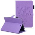 thumbnail image 1 of iPad 9.7 Case 2018/2017, iPad Air 1 2 Case, Allytech Retro PU Leather Embossed Flower Slim Protective Folio Stand Cards Holder Wallet Cover for Apple iPad 9.7" 6th/5th Gen, iPad Air 1 2, Purple, 1 of 7