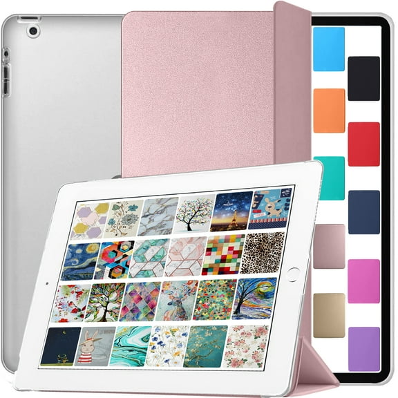 iPad 9.7 Inch 4 3 2 Generation [iPad 4th 3rd 2nd Old Model ] A1396 A1416 A1458 A1395 A1430 A1396 A1416 A1458 A1395 A1430 MC705LL/A MD328LL/A MD333LL/A MD510LL/AiPad Cover with Hard Back - Rose Gold