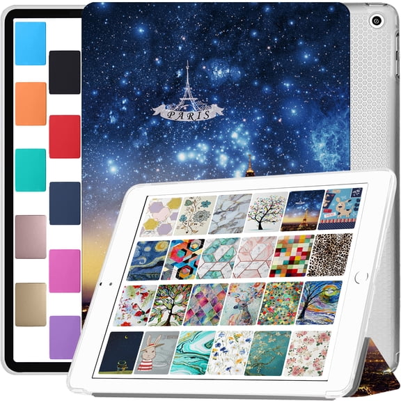 iPad 9.7 Inch 4 3 2 Generation [iPad 4th 3rd 2nd Old Model ] A1458 A1416 A1395 A1396 MC705LL/A MD328LL/A MD333LL/A MD510LL/A Shockproof Printed Cover with Clear Transparent Back Shell - Paris Night