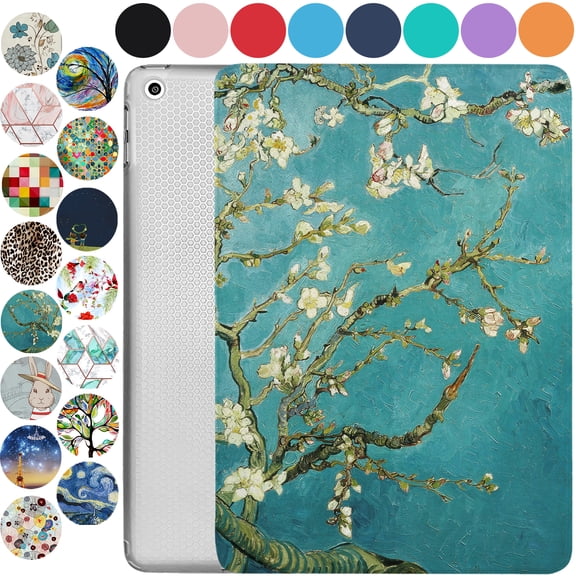 iPad 9.7 Inch 4 Gen 3 Gen 2012 2 Gen 2011 [iPad 4th 3rd 2nd Old Model ] A1458 A1416 A1395 A1396 MD525LL/A MD516LL/A MG932LL/A MG942LL/A Trifold Printed Slim Case TPU Heat Dissipation Back - Blossom