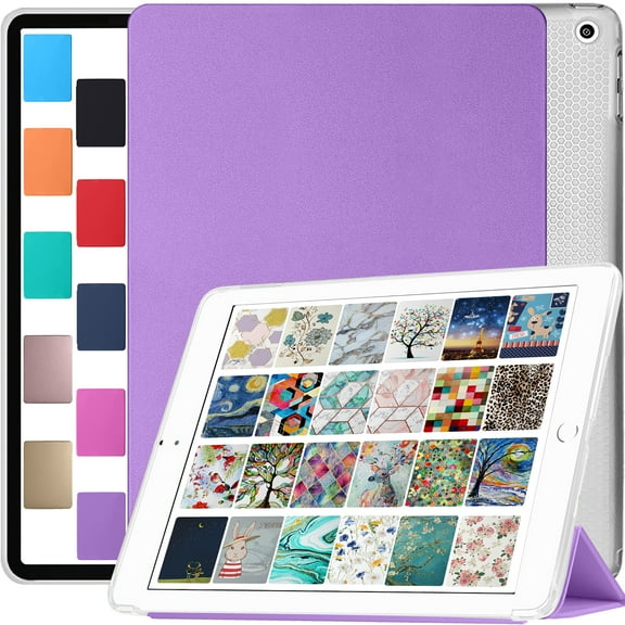 iPad 9.7 Inch 5 6 Air 1 2 [iPad 5th 6th Air 1st 2nd ] A1893 A1822 A1566 MRJN2LL/A MR7G2LL/A MP2F2LL/A MP2G2LL/A MD785LL/A MD788LL/A MGLW2LL/A MGL12LL/A Shockproof Clear Transparent Back Shell - Purple