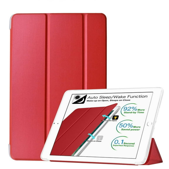 iPad 9.7 Inch 5 6 Air 1 2 [iPad 5th 6th Air 1st 2nd ] A1893 A1954 A1822 A1823 A1566 A1567 A1474 A1475 A1476 Smart Lightweight Soft Silicone Transparent Front & Back Cover - Red