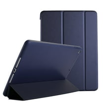 iPad 9.7 Inch 5 6 Air 1 2 [iPad 5th 6th Air 1st 2nd ] A1893 A1954 A1822 A1823 A1566 A1567 A1474 A1475 A1476 Smart Trifold Lightweight Soft Silicone TPU Back Case - Navy Blue