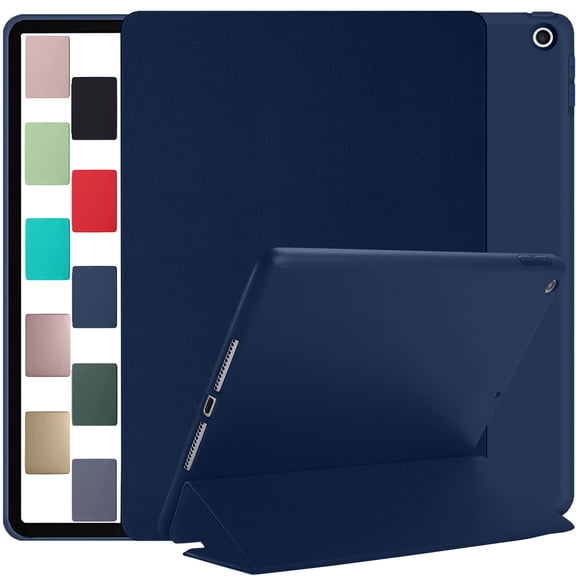iPad 9.7 Inch Pro 9.7 2016 [ Pro 9.7 2016 ] A1673 A1674 A1675 MLMP2LL/A MM172LL/A MLMN2LL/A MLMW2LL/A MLMX2LL/A with Soft Silicone Back and Flip Stand Cover - Navy Blue