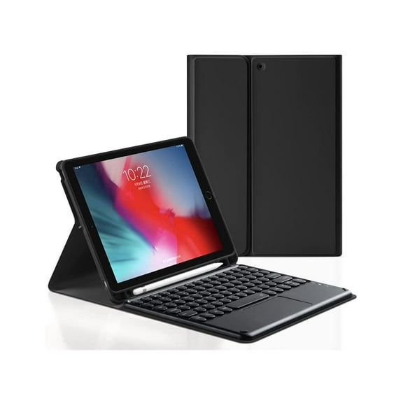iPad 9.7 Keyboard Case for iPad 2018 (6th Gen) - iPad 2017 (5th Gen) - iPad Pro 9.7 - iPad Air 2&1-Touchpad Detachable Keyboard with Pencil Holder -Slim Leather Folio Smart Cover