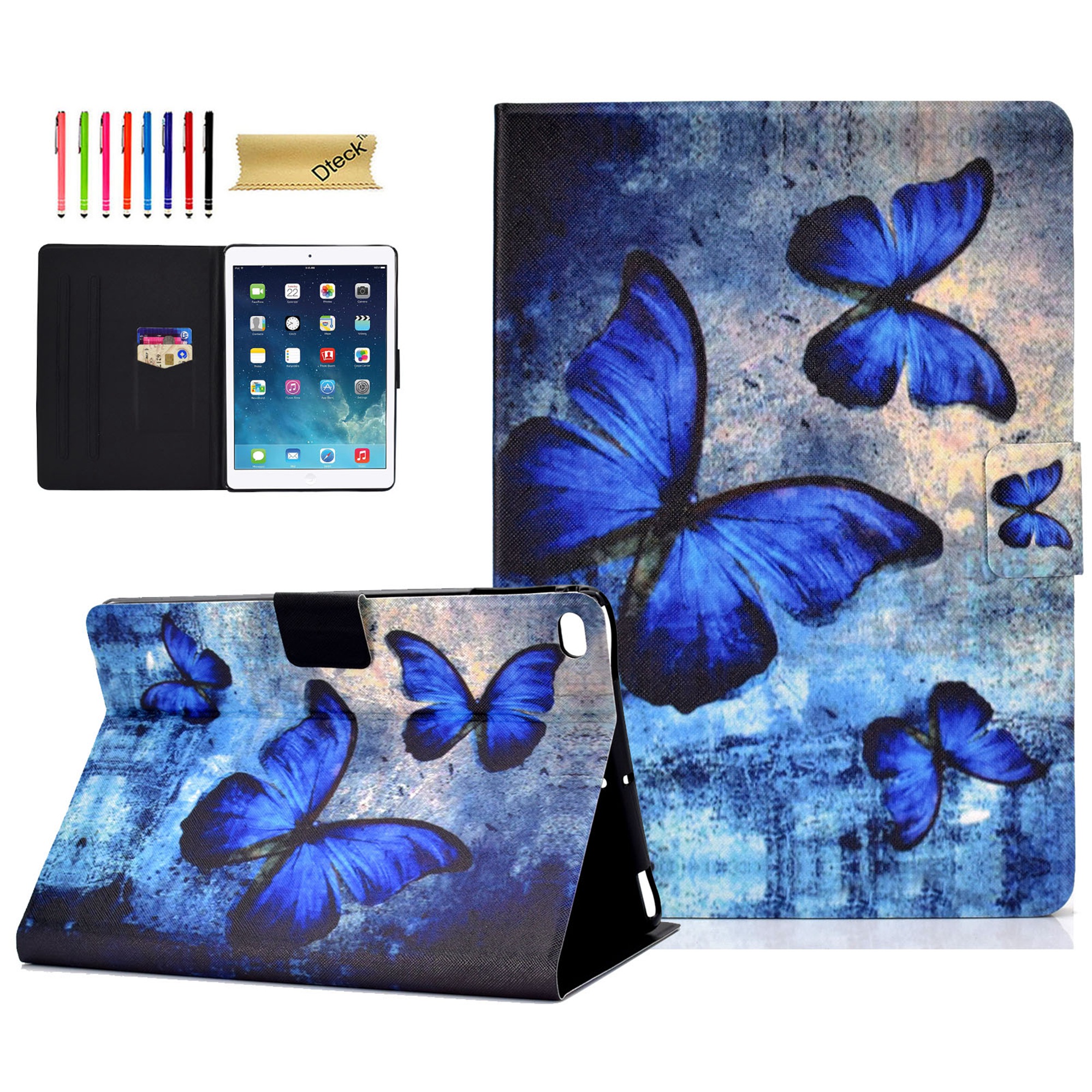 iPad 9.7 inch 2018 2017 Case/iPad Air Case/iPad Air 2 Case/iPad Pro 9.7 Case, Dteck PU Leather Folio Smart Cover with Auto Sleep Wake Stand Wallet Case For iPad 9.7" (Not fit iPad 2 3 4),Butterfly - image 1 of 1