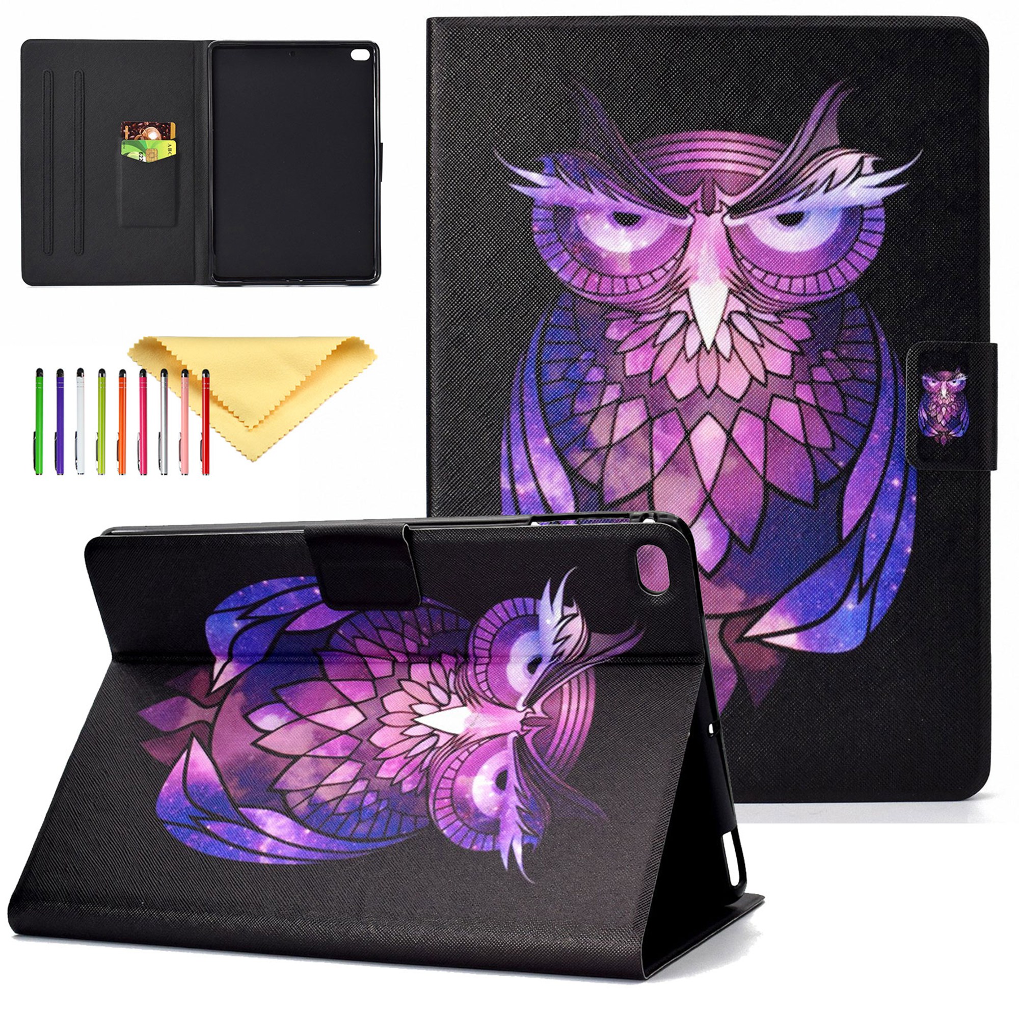 iPad 9.7 inch 2018 2017 Case/iPad Air Case/iPad Air 2 Case/iPad Pro 9.7 Case, Dteck PU Leather Folio Smart Cover with Auto Sleep Wake Stand Wallet Case For iPad 9.7" (Not fit iPad 2 3 4),Purple Owl - image 1 of 5