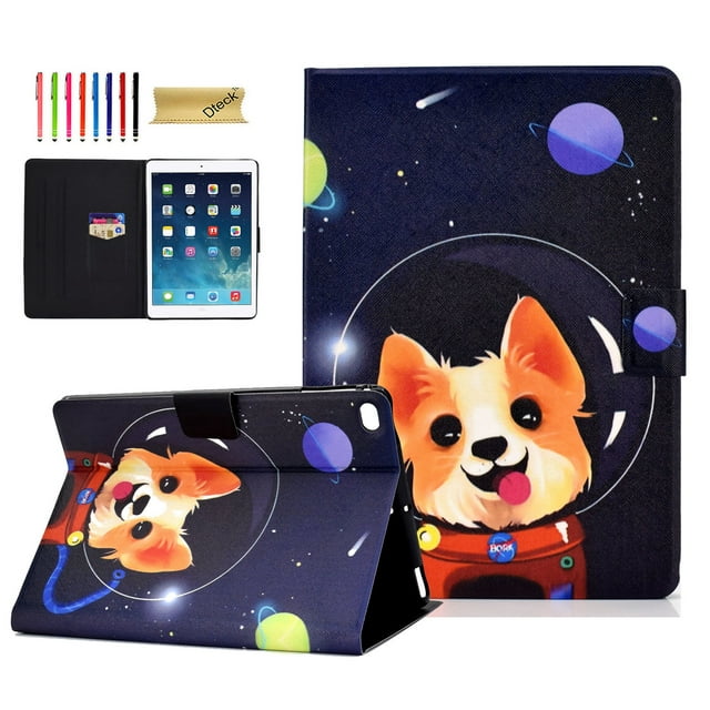 iPad 9.7 inch 2018 2017 Case/iPad Air Case/iPad Air 2 Case/iPad Pro 9.7 Case, Dteck PU Leather Folio Smart Cover with Auto Sleep Wake Stand Wallet Case For Apple iPad 9.7" (Not fit iPad 2 3 4),Dog