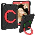 thumbnail image 1 of iPad 9.7 inch 5th/6th Gen 2017/2018 Case with Screen Protector, iPad Air 1 & 2 Case, iPad Pro 9.7 Case, Dteck Shockproof Heavy Duty Protective Cover Built-in 360 Rotating Kickstand, Black/Red, 1 of 11