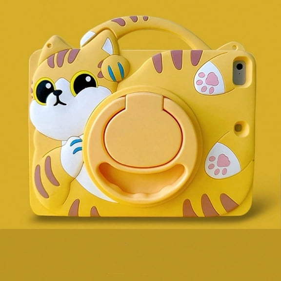 iPad 9 Case with Pencil Holder Compatible with iPad Air 5 10.2 Inch Kids Shockproof Soft Silicone Cover for iPad Pro 11 10 9.7 Mini 6 Cute Cat Design
