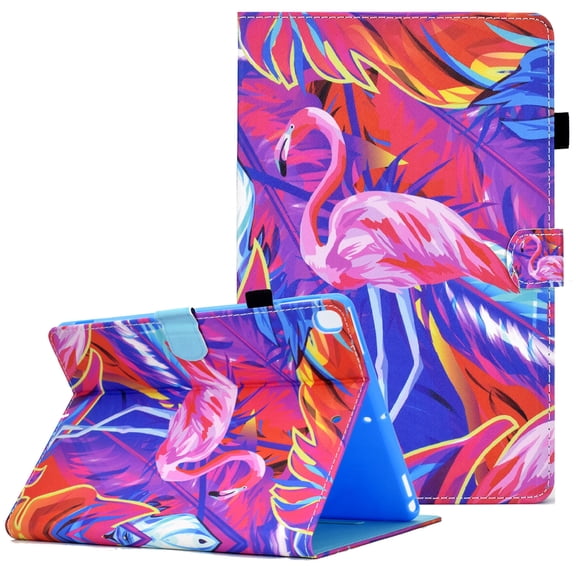 iPad 9th/8th/7th Gen Case 2021/2020/2019(10.2"), Allytech Folio PU Leather Kickstand Smart Auto Sleep Wake up Cover with Pencil Holder/Card Slots for iPad 9 10.2" 2021/iPad 8/iPad 7, Pink Flamingo