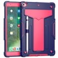 thumbnail image 1 of for iPad 9th/8th/7th Generation Case with Pencil Holder & Kickstand, Shockproof Drop Proof Kids Friendly Rugged Full Body Protective Case Cover for iPad 10.2 Inch 2021/2020/2019, Navyblue+Rose, 1 of 4